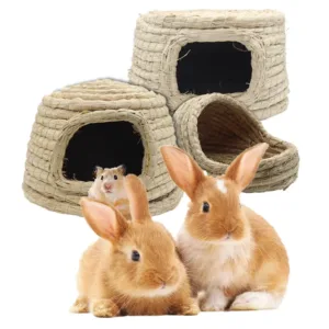 Pet Rabbit Grass Bed Natural Straw Woven House Bunny Chew Toys Hay Nest Bed for Hamsters Chinchillas Mice Small Animals