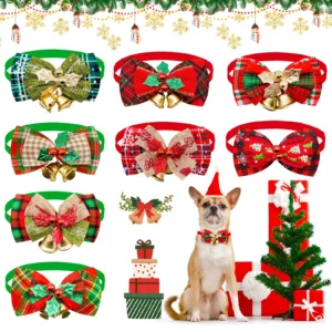 lovingnook  Dog Collar with Bell Tie Pet Cat Tie Collar Fashionable Adjustable Collar Cat Dog Clothing Pet Supplies New Year Gift